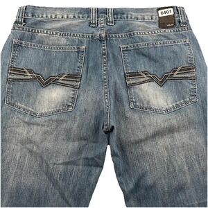 Y2K Helix Relaxed Fit Straight Jeans Mens 36x32 Loose Blue Denim Skater Grunge